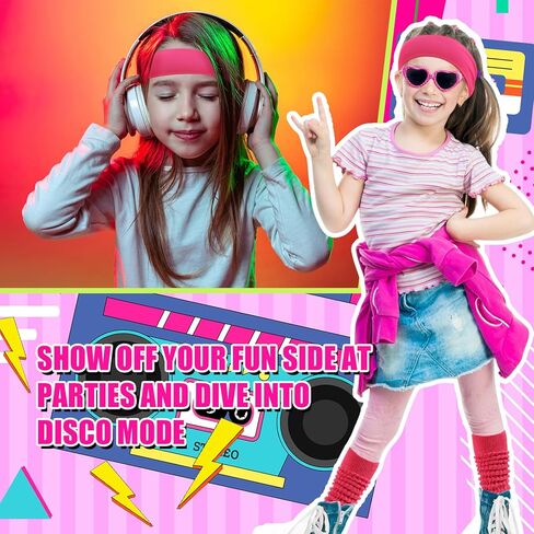 jatebi 3 مجموعة 80s 90s النيون عصابات للنساء عرق عصابات رقيقة الجوارب ترهل الرياضة عصابات الرأس ل 80s 90s ملابس الملحقات الرجعية حزب تأثيري in Saudi Arabia