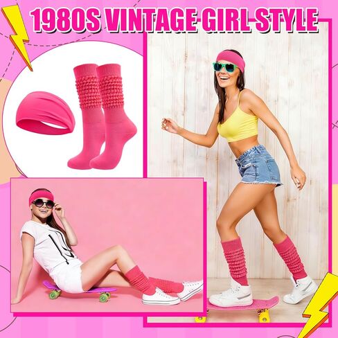 jatebi 3 مجموعة 80s 90s النيون عصابات للنساء عرق عصابات رقيقة الجوارب ترهل الرياضة عصابات الرأس ل 80s 90s ملابس الملحقات الرجعية حزب تأثيري in Saudi Arabia