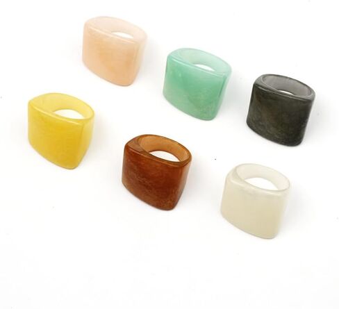 Y2k Chunky Large Resin Stackable Rings Set for Women Colorful Square Acrylic Statement Finger Ring Pack Boho Geometric Plastic Knuckle Jewelry Sets in Kuwait