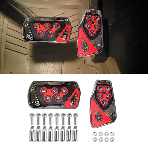 Car Pedal Covers, Foot Pedal Pads Set, Car Transmission Brake Pedal Cover, Car Accessories Anti-Slip Vehicle Foot Treadle and Automatic Pedal Pad Universal for Most Cars Trucks SUVs (Red) in Saudi Arabia
