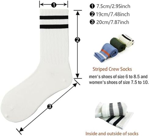 3 Pairs Of Men's Women's Striped & Heart Patterned Sports Casual Socks, Mid-calf Running Socks, Moisture Wicking, Breathable in Saudi Arabia