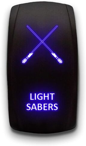 Light Sabers - أزرق - STARK 5-PIN مفتاح متأرجح LED محفور بالليزر مزدوج الإضاءة - 20 أمبير 12 فولت تشغيل/إيقاف in Kuwait