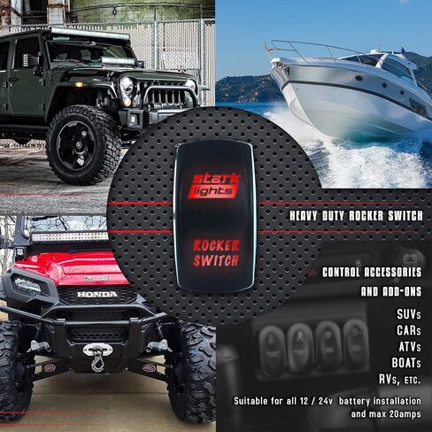 Light Sabers - أزرق - STARK 5-PIN مفتاح متأرجح LED محفور بالليزر مزدوج الإضاءة - 20 أمبير 12 فولت تشغيل/إيقاف in Kuwait