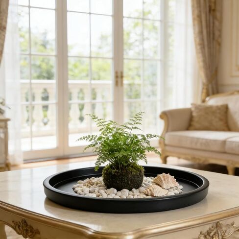 Round Metal Candle Plate, Black Candlestick Tray, Modern Candle Holders and Dish for Table, Decorative Serving Tray, Large Candle Charger Plate(14 inches) in Saudi Arabia