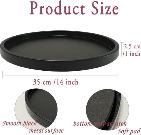 Round Metal Candle Plate, Black Candlestick Tray, Modern Candle Holders and Dish for Table, Decorative Serving Tray, Large Candle Charger Plate(14 inches) in Saudi Arabia