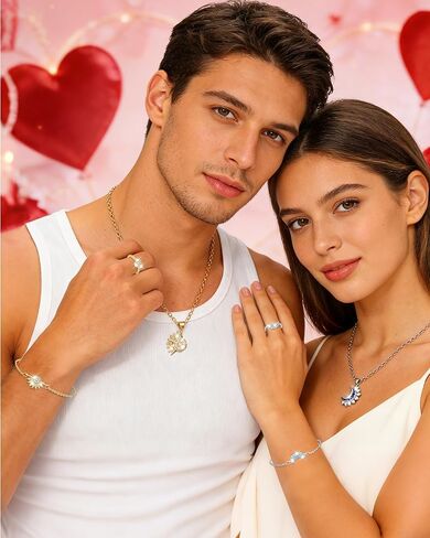 Matching Sun Moon Jewelry Set for Couples Adjustable Matching Sun and Moon Necklace Bracelet Ring Set Couple Jewelry Gifts for Him and Her in Saudi Arabia