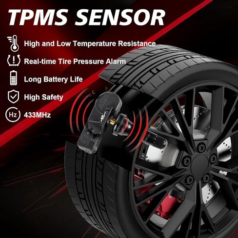 مستشعر مراقبة ضغط الإطارات المبرمج مسبقًا 433 ميجا هرتز مستشعر TPMS متوافق مع 2019 2020 2021 2022 2023 2024 Ram 1500 & 2019-2024 Dodge Ram 1500 مجموعة من 4 OE-68293199AA in Kuwait