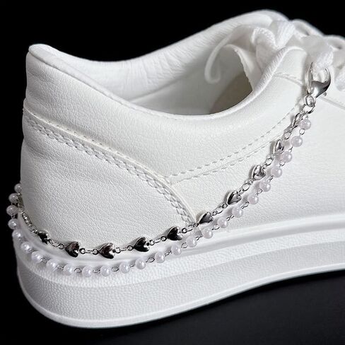 Shoes Decoration Shoes Chains with Stars Hearts Imitation Pearl Pendant Punk Hip Hop Style in Saudi Arabia