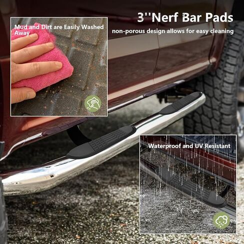 وسادات بديلة لـ Nerf Bar لأنابيب دائرية مقاس 3 بوصات مع 5 فتحات، 21 بوصة × 3 بوصة، مجموعة وسائد بديلة متينة غير قابلة للانزلاق مكونة من 4 قطع مع 24 دبوس تثبيت، بوليمر عالي التحمل مع نسيج مضاد للانزلاق in Kuwait