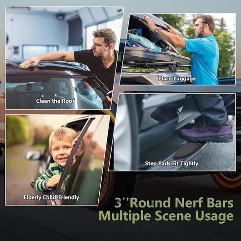 وسادات بديلة لـ Nerf Bar لأنابيب دائرية مقاس 3 بوصات مع 5 فتحات، 21 بوصة × 3 بوصة، مجموعة وسائد بديلة متينة غير قابلة للانزلاق مكونة من 4 قطع مع 24 دبوس تثبيت، بوليمر عالي التحمل مع نسيج مضاد للانزلاق in Kuwait