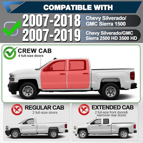 لوحات تشغيل Super Crew ذات خطوات جانبية متوافقة مع 2019-2025 Chevy Silverado & GMC Sierra 1500، 2020-2025 2500HD 3500HD (4 أبواب فقط طاقم الكابينة، قضبان نيرف خطوة مطلية بمسحوق أسود in Saudi Arabia