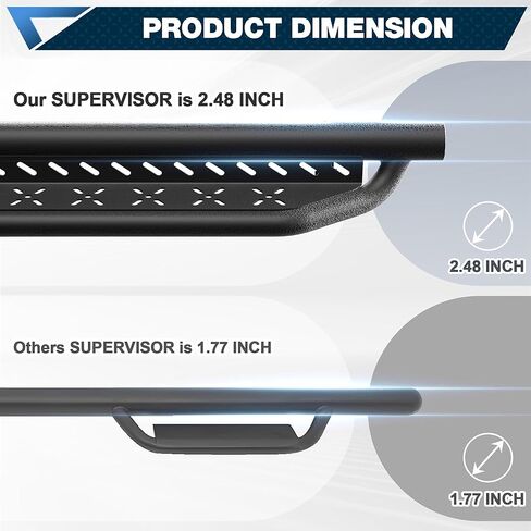 لوحات تشغيل Super Crew ذات خطوات جانبية متوافقة مع 2019-2025 Chevy Silverado & GMC Sierra 1500، 2020-2025 2500HD 3500HD (4 أبواب فقط طاقم الكابينة، قضبان نيرف خطوة مطلية بمسحوق أسود in Saudi Arabia