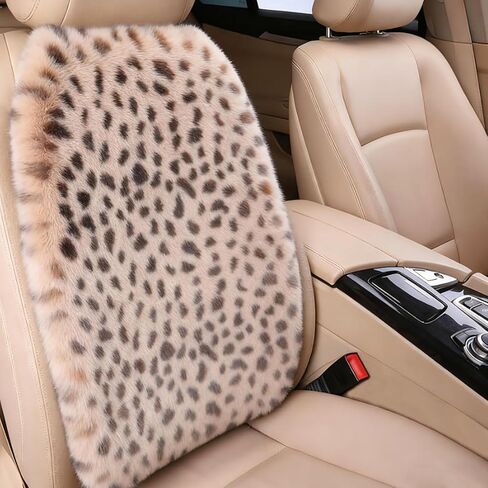 أغطية مقاعد السيارة الدافئة الفهد، واقي مقعد السيارة من جلد الغنم الصناعي الناعم، مجموعة وسائد مقعد السيارة الفاخرة السميكة، أغطية مقاعد أمامية غير قابلة للانزلاق تناسب معظم السيارات (بيج) in Kuwait
