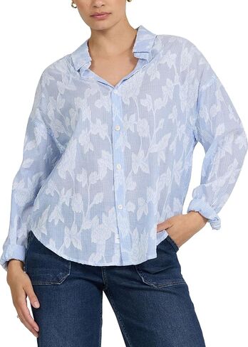 DEAR JOHN Adrianna Satin Stripe Shirt Women’s Oversized Button Down Long Sleeve Relaxed Fit Blouse in Saudi Arabia