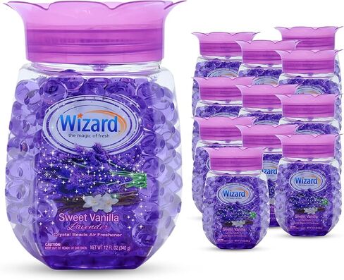 WIZARD Odor Eliminator Gel Beads - 12 oz, Pack of 12 - Air Freshners For Bathroom. Rooms, Per Areas and Car Freshner (FRESH LINEN) in Saudi Arabia