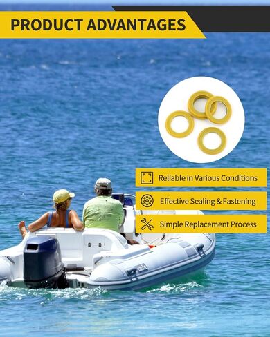 10 قطع من حشية سدادة تصريف علبة التروس - غسالات سدادة سدادة سدادة تصريف الزيت لبرغي تصريف تشحيم علبة التروس، استبدال الوحدة السفلية 26-830749 متوافق مع Mercury Marine/Mercruiser in Kuwait