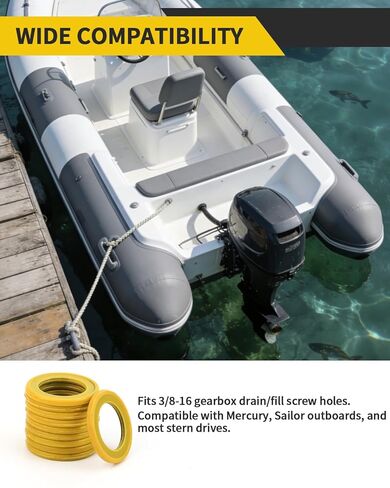 10 قطع من حشية سدادة تصريف علبة التروس - غسالات سدادة سدادة سدادة تصريف الزيت لبرغي تصريف تشحيم علبة التروس، استبدال الوحدة السفلية 26-830749 متوافق مع Mercury Marine/Mercruiser in Kuwait