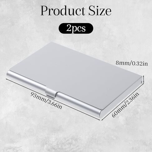 2 Pack Business Card Holder Wallet Business Cards Holder for Women Metal Businesses Credit Card Holders with Buckle-Lock Aluminum Alloy Flip Cover Slim Purse Name Cards Case for Women Men Black Silver in Saudi Arabia