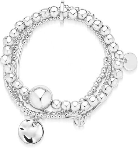 COBI 18K Gold/Silver Plated Beaded Bracelets for Women, Dainty Gold Bracelet Stack 4 Layer with Disc & Ball Charms, Stretch Bracelets Trendy Statement Jewelry in Saudi Arabia