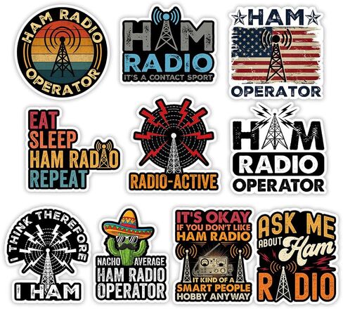 SODAVA [3"x3"] Ham Radio Stickers Pack of 10 – Funny Ham Radio Operator Decals for Laptop Water Bottle Gift for Ham Enthusiasts Hams Radio Club Amateur Radio Accessories Vinyl Weatherproof Sticker in Saudi Arabia