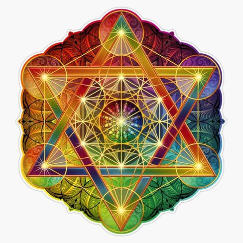 Metatron's Cube with Merkabah and Flower of Life Sticker Vinyl Bumper Sticker Decal 5" in Saudi Arabia