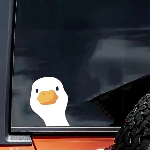 قطعتان من ملصق مصد السيارة المضحك برأس الإوزة البيضاء اللطيفة، ملصق من الفينيل مقاس 6 بوصات، مقاوم للماء، مقطوع بالقالب للسيارات والنوافذ وأجهزة الكمبيوتر المحمولة in Kuwait