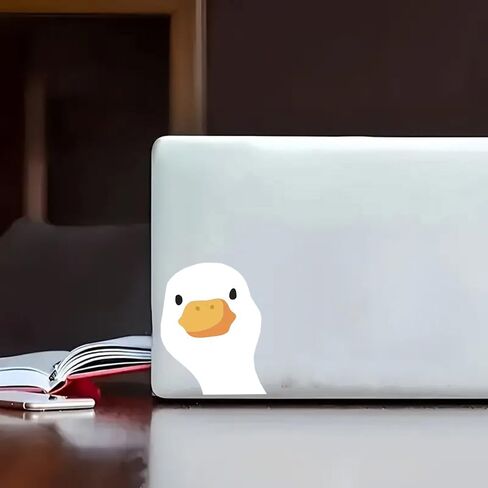 قطعتان من ملصق مصد السيارة المضحك برأس الإوزة البيضاء اللطيفة، ملصق من الفينيل مقاس 6 بوصات، مقاوم للماء، مقطوع بالقالب للسيارات والنوافذ وأجهزة الكمبيوتر المحمولة in Kuwait