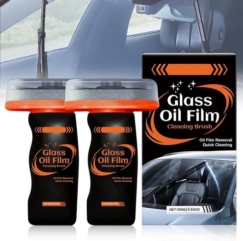 قطعتان من مزيل غشاء الزيت الزجاجي للسيارة، مركب زجاجي قابل للدوران 100 مل مع لوح تنظيف، فرشاة تنظيف غشاء زيت السيارة لنوافذ السيارة، رؤية واضحة لتحسين رؤية القيادة in Kuwait