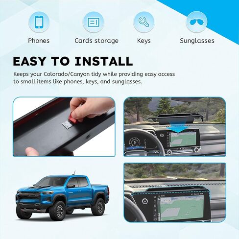 صينية تنظيم لوحة القيادة EDBETOS متوافقة مع 2023 2024 2025 Chevy Colorado/GMC Canyon Accessories صندوق تخزين حامل الهاتف خلف شاشة لوحة التحكم وحدة تخزين إدراج منظم لوحة القيادة الداخلية in Saudi Arabia
