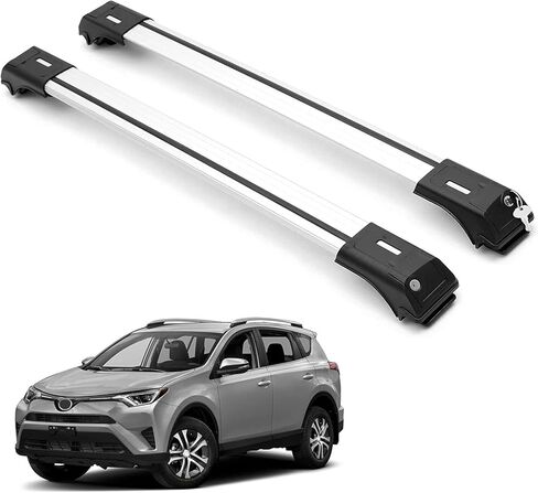 قضبان متقاطعة لحامل السقف ERKUL لسيارة Toyota RAV4 2013-2018 | قضبان متقاطعة من الألومنيوم مع قفل مضاد للسرقة على السطح | متوافق مع القضبان المرتفعة - أسود in Saudi Arabia