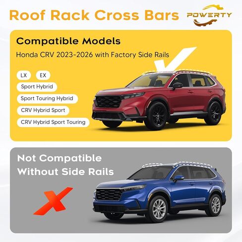 قضبان متقاطعة لرف السقف Powerty 260LBS لـ 2023-2026 Honda CR-V & CRV Sport Hybrid، قضبان متقاطعة للأمتعة من الألومنيوم لـ CRV، ملحقات قضبان السقف لحامل البضائع in Saudi Arabia