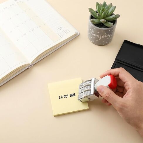 Small Rubber Date Stamper, 1 Inch Stamp Line Dater with Adjustable Rotating Wheel, Manual Office Stamp Requires Separate Ink Pad, US Format (DD-MMM-YYYY) in Saudi Arabia