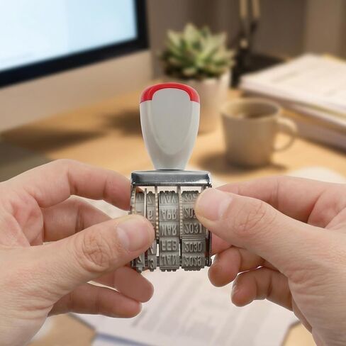 Small Rubber Date Stamper, 1 Inch Stamp Line Dater with Adjustable Rotating Wheel, Manual Office Stamp Requires Separate Ink Pad, US Format (DD-MMM-YYYY) in Saudi Arabia