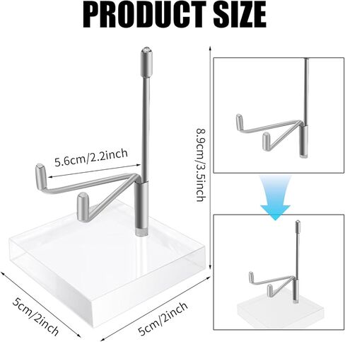20 قطعة حامل عرض ذراع معدني قابل للتعديل مع قاعدة أكريليك حامل لوحة زخرفية فضية حامل لكتاب الصور مجموعة الجيود المعدنية والعقيق المرجاني in Kuwait