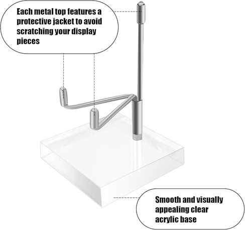 20 قطعة حامل عرض ذراع معدني قابل للتعديل مع قاعدة أكريليك حامل لوحة زخرفية فضية حامل لكتاب الصور مجموعة الجيود المعدنية والعقيق المرجاني in Kuwait