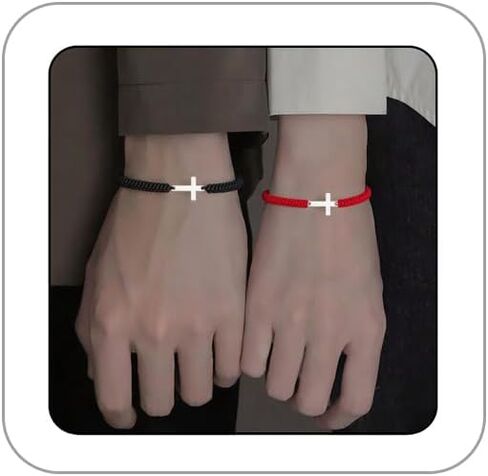 الصليب مطابقة سوار للأزواج أساور الصداقة قابل للتعديل الكاثوليكية يسوع المسيحية الصليب أساور محظوظ سلسلة مضفر حبل BFF مجوهرات للنساء الرجال الأولى بالتواصل عيد الفصح المعمودية الملحقات in Kuwait