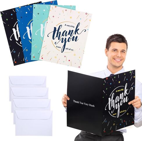 Leitee 4 Pcs Big Thank You Card Giant Large Appreciation Greeting Cards with Envelope 17 x 12'' Oversize Jumbo Gratitude Paper for Group Team Doctor Teacher in Saudi Arabia