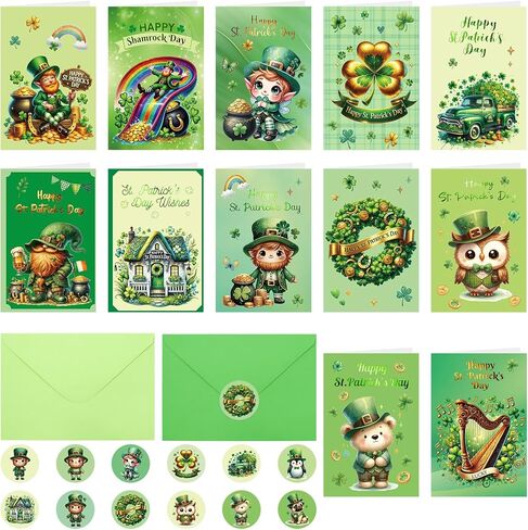 ceiba tree Happy St. Patrick's Day Cards with Envelopes & Stickers Shamrocks for Kids 24 Pack Message inside 4X6 inch in Saudi Arabia