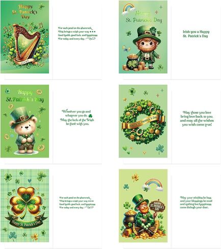 ceiba tree Happy St. Patrick's Day Cards with Envelopes & Stickers Shamrocks for Kids 24 Pack Message inside 4X6 inch in Saudi Arabia
