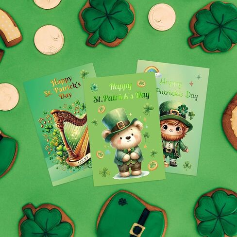 ceiba tree Happy St. Patrick's Day Cards with Envelopes & Stickers Shamrocks for Kids 24 Pack Message inside 4X6 inch in Saudi Arabia