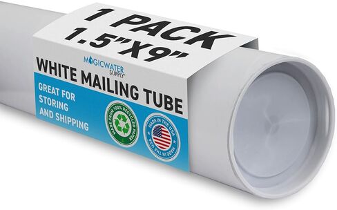 MagicWater Supply Mailing Tube - 1.5 in x 9 in - White - 1 Pack - for Shipping and Storage of Posters, Arts, Crafts, and Documents in Kuwait