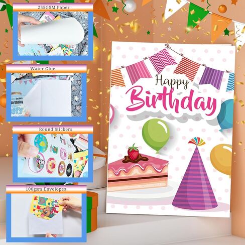 مجموعة بطاقات عيد ميلاد مضحكة، 32 تصميمًا فريدًا من نوعه، مجموعة بطاقات عيد ميلاد سعيد لطيفة مع مغلفات وملصقات، بطاقات عيد ميلاد متنوعة مع فارغة من الداخل - بطاقة تهنئة مقاس 4 × 6 بوصة مثالية لإرسال أمنيات عيد ميلاد دافئة للأطفال وأصدقاء العائلة in Kuwait