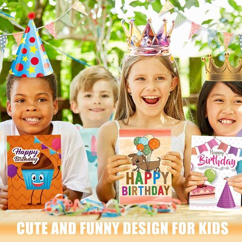 مجموعة بطاقات عيد ميلاد مضحكة، 32 تصميمًا فريدًا من نوعه، مجموعة بطاقات عيد ميلاد سعيد لطيفة مع مغلفات وملصقات، بطاقات عيد ميلاد متنوعة مع فارغة من الداخل - بطاقة تهنئة مقاس 4 × 6 بوصة مثالية لإرسال أمنيات عيد ميلاد دافئة للأطفال وأصدقاء العائلة in Kuwait