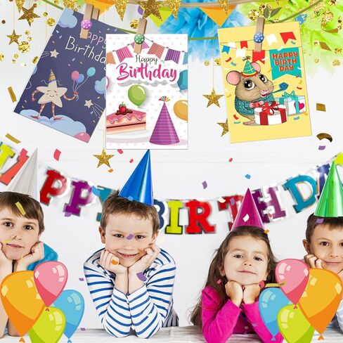 مجموعة بطاقات عيد ميلاد مضحكة، 32 تصميمًا فريدًا من نوعه، مجموعة بطاقات عيد ميلاد سعيد لطيفة مع مغلفات وملصقات، بطاقات عيد ميلاد متنوعة مع فارغة من الداخل - بطاقة تهنئة مقاس 4 × 6 بوصة مثالية لإرسال أمنيات عيد ميلاد دافئة للأطفال وأصدقاء العائلة in Kuwait