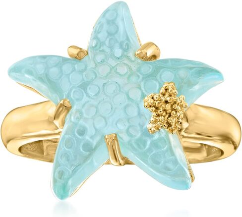 Ross-Simons Italian Tagliamonte 16mm Blue Venetian Glass Starfish Ring in 18kt Gold Over Sterling in Kuwait