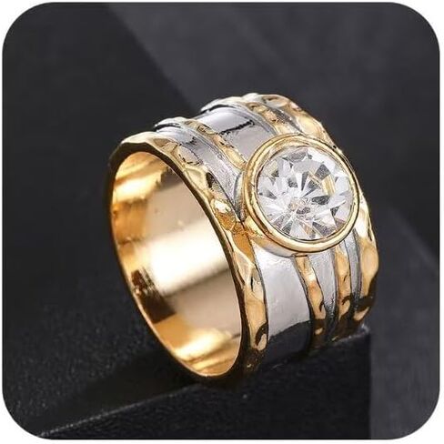 Elegant 925 Sterling Silver Cubic Zirconia Women's Ring – Vintage Inspired Exaggerated Statement Ring, Minimalist & Dainty Design, Trendy & Unique Personality Ring 8 in Saudi Arabia