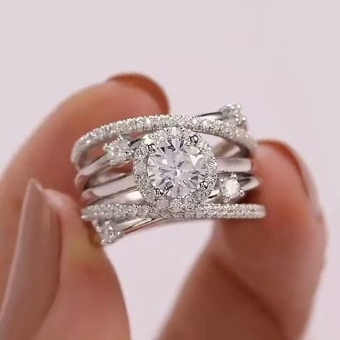 1pc Fashionable Multi-Layer Wrap Zirconia Stone Ring Delicate Elegant Design Perfect for Dating Party Ideal Best Women Gifts 2024 in Saudi Arabia