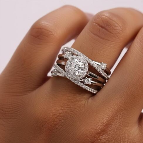1pc Fashionable Multi-Layer Wrap Zirconia Stone Ring Delicate Elegant Design Perfect for Dating Party Ideal Best Women Gifts 2024 in Saudi Arabia