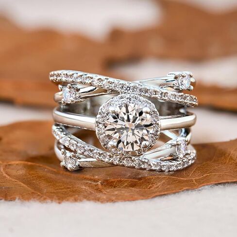 1pc Fashionable Multi-Layer Wrap Zirconia Stone Ring Delicate Elegant Design Perfect for Dating Party Ideal Best Women Gifts 2024 in Saudi Arabia