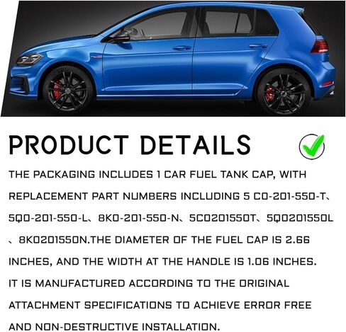 غطاء غاز، غطاء خزان الوقود لسيارة Volkswagen Audi A4 A5 A8، بديل OEM 5C0201550T 5Q0201550L 8K0201550N، غطاء وقود السيارة متوافق مع VW Jetta Golf Alltrack R SportWagen (قطعة واحدة) in Kuwait